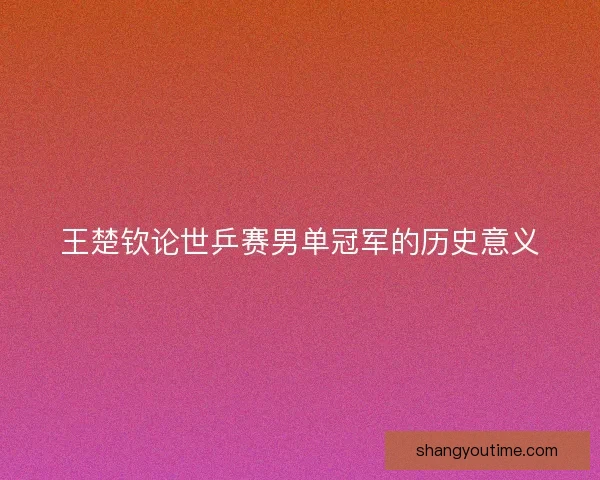 王楚钦论世乒赛男单冠军的历史意义